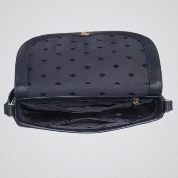 Kate Spade New York Luna Crossbody Bag Gingham Woven Straw Crescent Blue/ White - Picture 3 of 16